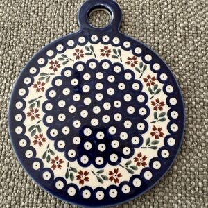 Polish PotteryHand-Painted Round Ceramic Trivet